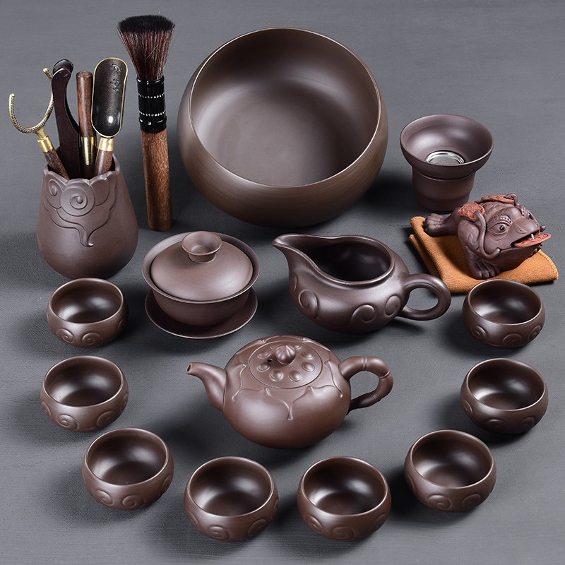T9J5 古韵紫砂功夫茶具套装 家用紫砂泡茶壶茶杯茶海茶具套图片