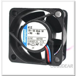 2三线12V60MA0.7W4CM10MM设备风扇 新品 德国412F