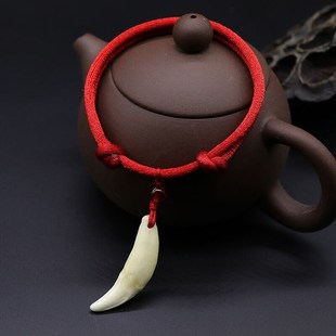 新款韩裴内思狗牙脚链手工编织牙手链成人宝宝婴儿童红绳脚链儿童