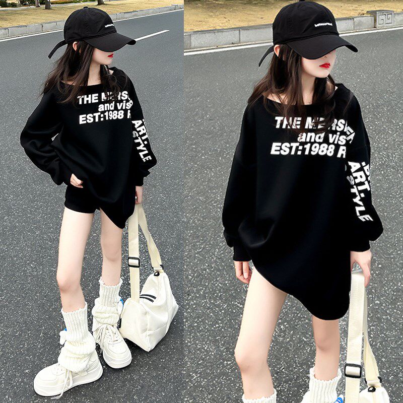 热销女童卫衣春秋款2024新款大童洋气长袖秋装儿童秋季中长款上衣