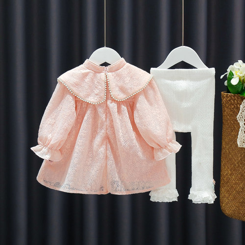 春季2一3岁女童蕾丝连衣裙儿z童两件套女宝宝秋装洋气幼儿公主套