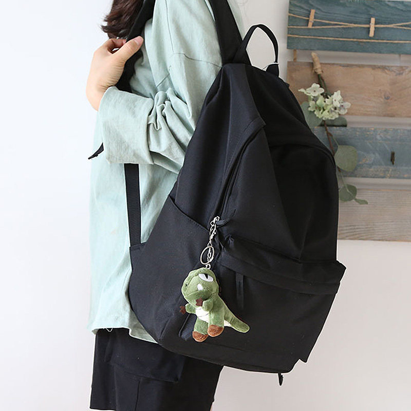 大容量牛津布防水双肩包男纯色书包女大学生背包女双肩黑色百搭