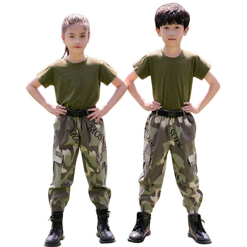 现货儿童迷彩服套装男童夏令E营衣服小学生校服夏季女童