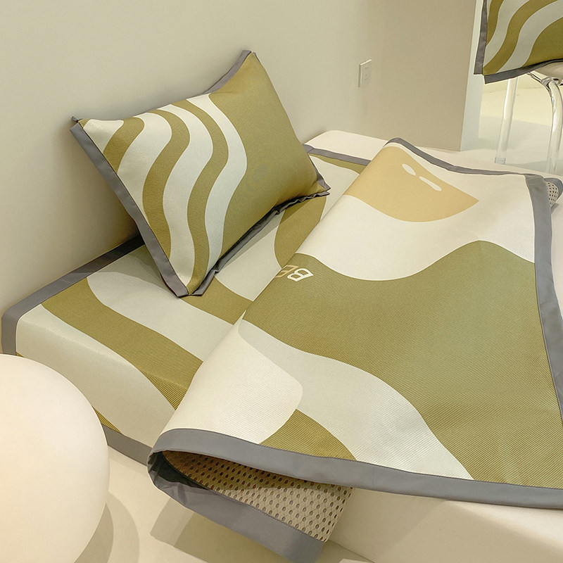 夏凉席三件套1.8米床可折叠机洗水洗冰丝席1.5m床卧室空调软席子,床上用品,冰丝席,淘宝优惠券,粉丝福利购,淘宝优惠卷