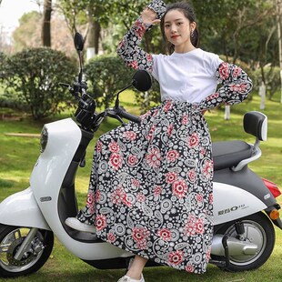 电动电瓶车防晒挡风裙衣夏骑车护腿护腿遮阳防走光半身围裙套袖