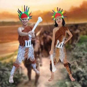 现货万圣节野人服儿童印第安人y野人服装土著人大王叫我来巡山表