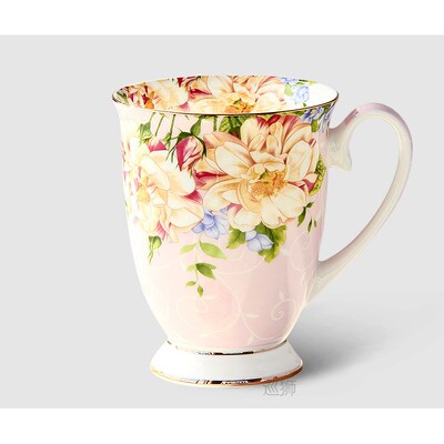 300ML, bone china ceramic coffee mug, tazas cafe floral pain