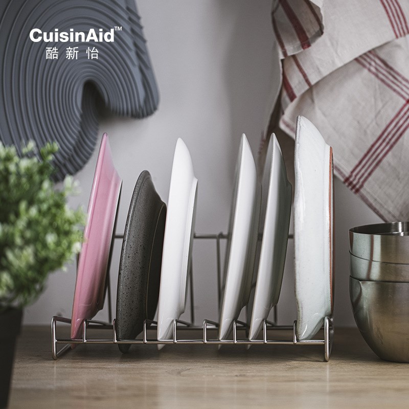 30不4锈钢厨房置物架圆餐盘收纳层架沥水架磁碟盘架小菜板架