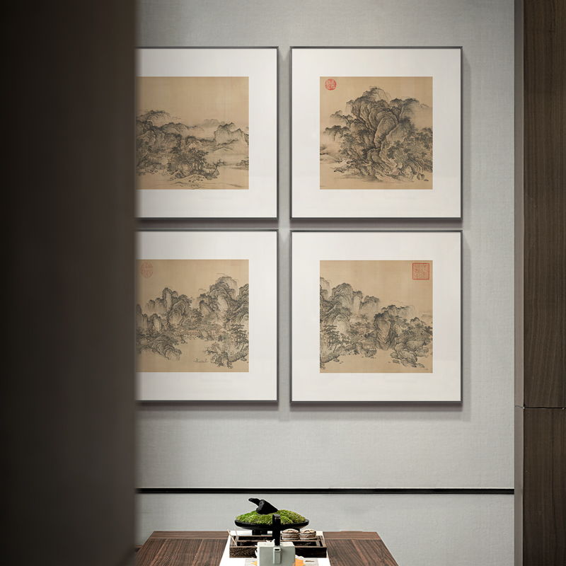 餐厅风景装饰画新中式入户玄关客厅走廊过道壁饰背景墙挂画立体图片