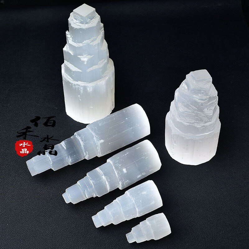 现货天然摩洛哥透石膏灯塔摆z件矿石标本石膏装饰光之门水晶原矿
