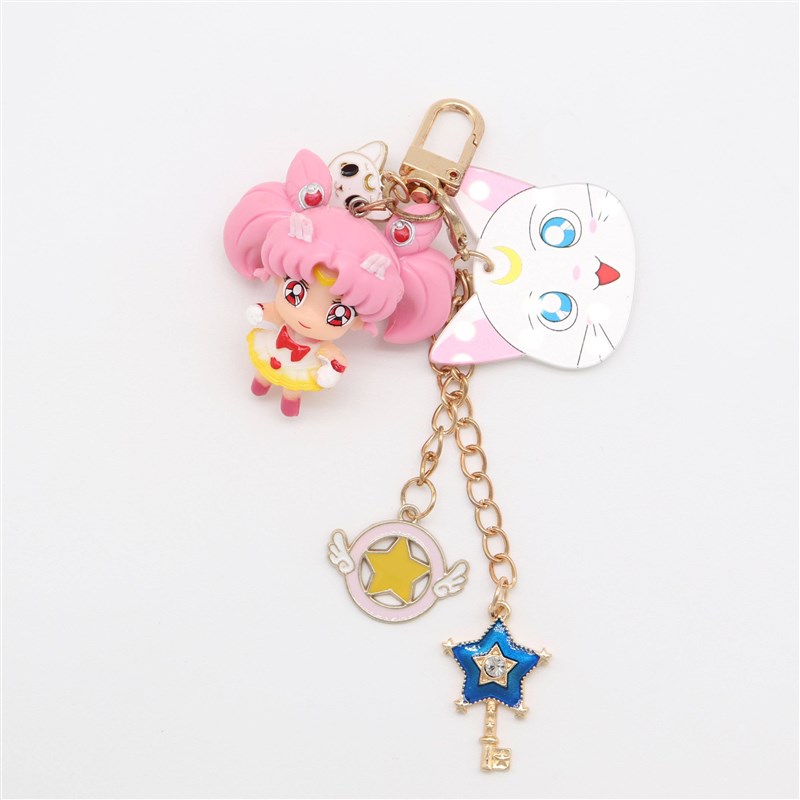 推荐Childhood Anime Trinket Keychain Star Moon Keyrings Beau