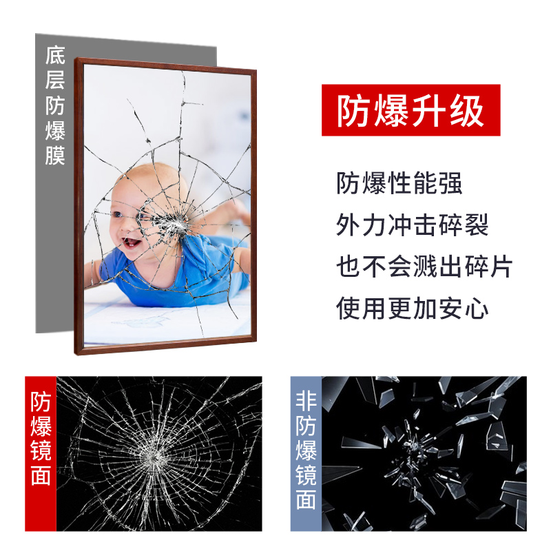 美式橡木b浴室镜挂墙洗手间镜洗漱台厕所欧式卫生间镜子壁挂梳妆