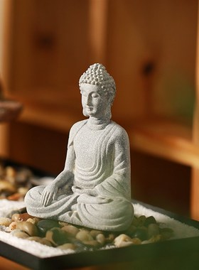 创意微景观造景佛像摆件花卉盆景假山流水佛陀装饰客厅禅意佛摆设