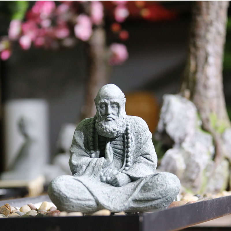 仿真达摩小佛像摆件客厅玄关店铺禅意佛摆设花卉盆景鱼缸景观造景