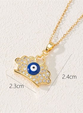 跨境货源波西米亚风格欧美时尚滴油锆石眼睛吊坠项链女.新品锁骨