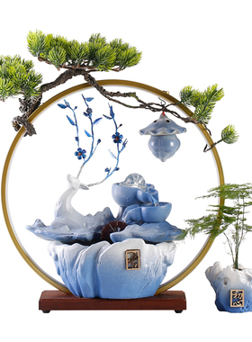 流水生财摆件循环水景观客厅办公室桌面装饰家居饰品乔.迁开业礼