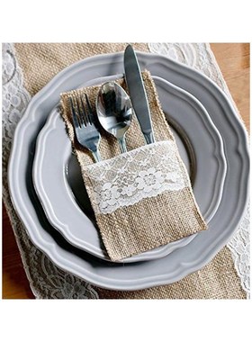 50 pcs Natural Jute Cutlery Knives and ks Cutlery Set Silver