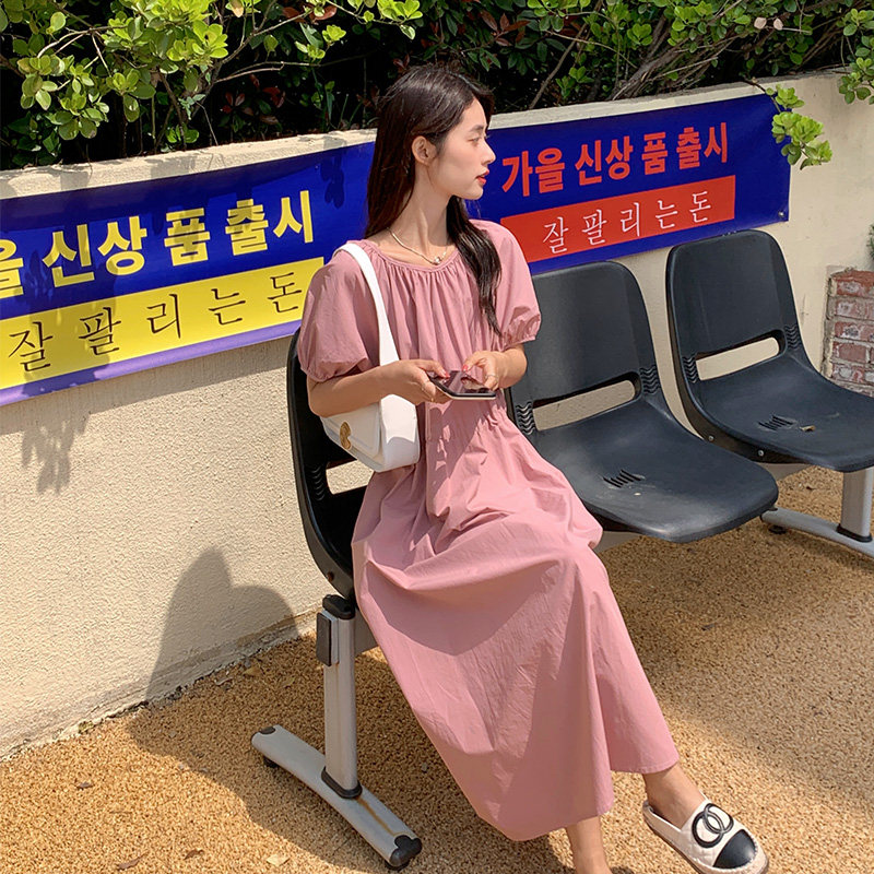 法式哺乳装c夏季时尚辣妈款外出喂奶衣大码女显瘦遮肉连衣裙中长