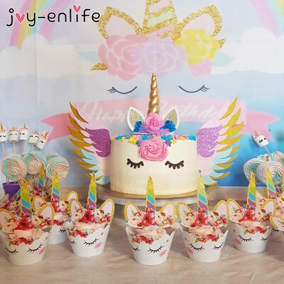 Unicorn Birthday Party Decoration Set Disposable Plates Tab