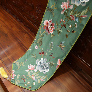 中式 床旗茶几布玄关电视柜饰布 刺绣桌旗现代茶几桌旗欧式