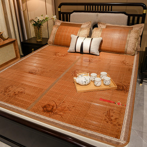 夏季竹席凉席1.8m1.5/2米床双面折E叠可水洗单人学生宿舍藤凉席0.