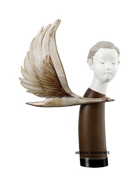 法式中国侘寂风复古摆件样板房间售楼处人物大雁雕塑软装饰品摆设