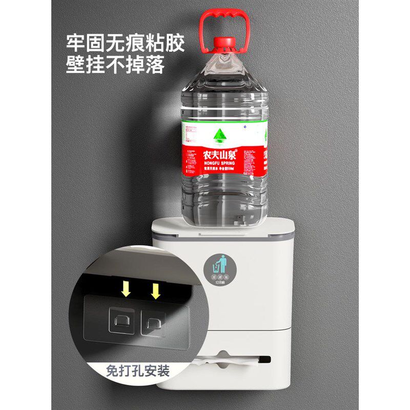 71TX卫生间夹缝垃圾桶壁挂式家用厕所带盖挂墙厕纸收纳桶厨房小号