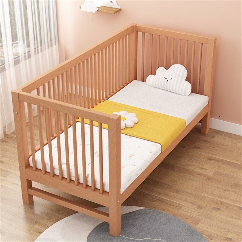 儿童床拼接大床带护栏床边加宽单人床宝宝榉木婴儿床男孩实木小床,住宅家具,儿童拼接床,淘宝优惠券,粉丝福利购,淘宝优惠卷