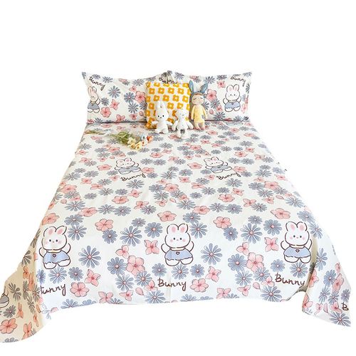 老粗布床单单件宿舍单人加厚纯棉学生宿舍儿童卡通床上用品三件套