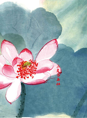国画水墨荷花宣纸张大千嘉藕图真迹复制画横幅背景墙床头客厅装饰