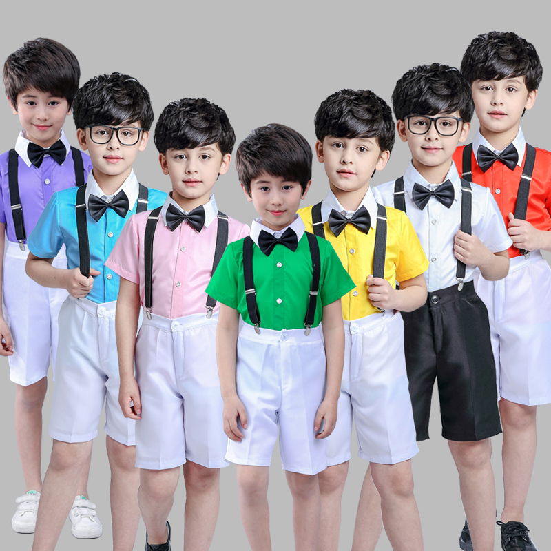 男童西装短裤背带套装夏r季幼儿园学生毕业拍照合唱演出服花童礼