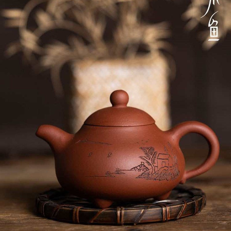 木鱼 宜兴i周婷手工雕刻玉乳壶紫砂壶 紫砂泡茶壶功夫茶具小号