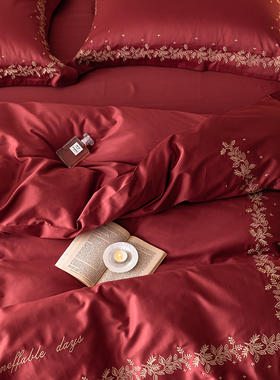 新中式纯棉四件套婚床新婚年轻人婚房布置用品喜庆一整套婚庆结婚