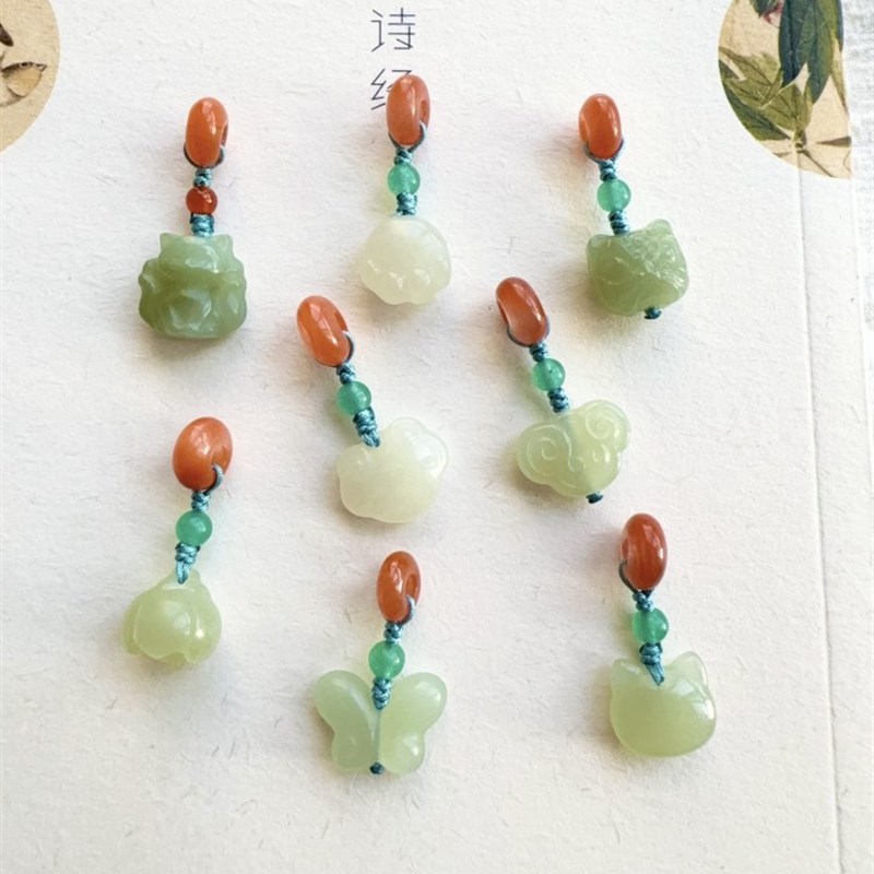 新品天然南红隔珠和田玉小提溜手链配件手串滴溜挂件项链diy吊坠