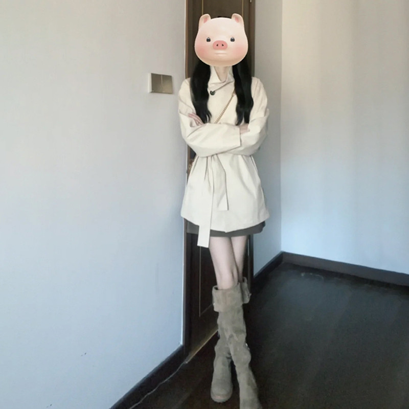 热销2024早秋小个子立领韩系短款风衣外套初春秋独特超好看高级感