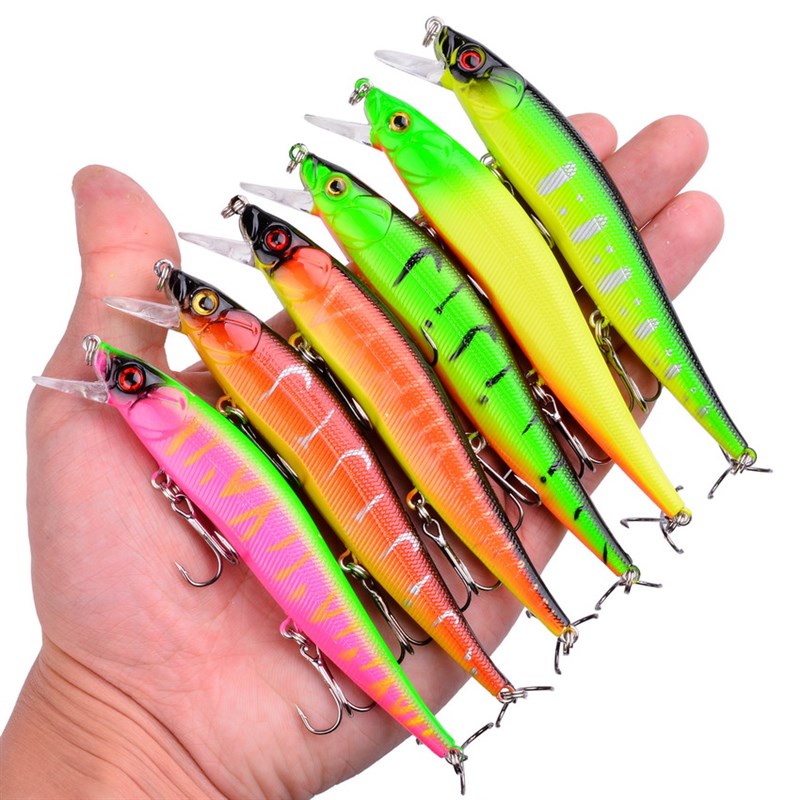 新品1PCS Minnow Fishing Lure 12cm/13g 3D Eyes Artificial Bai