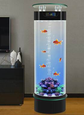 智能鱼缸小型客厅圆柱形2025新款亚克力家用落地生态免换水立式