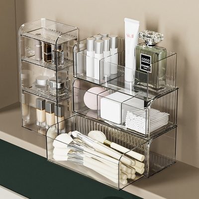 镜柜收纳盒化妆品口红置物架卫生间浴室桌面整理抽屉式分层储物盒