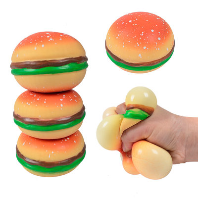 网红Burger Sress Ball 3D Squishy Hamburger Fidget Toys Silic