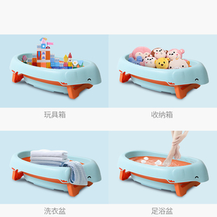 速发日康婴儿洗澡盆新生儿童家用大号折叠浴盆加厚宝宝泡澡桶可坐