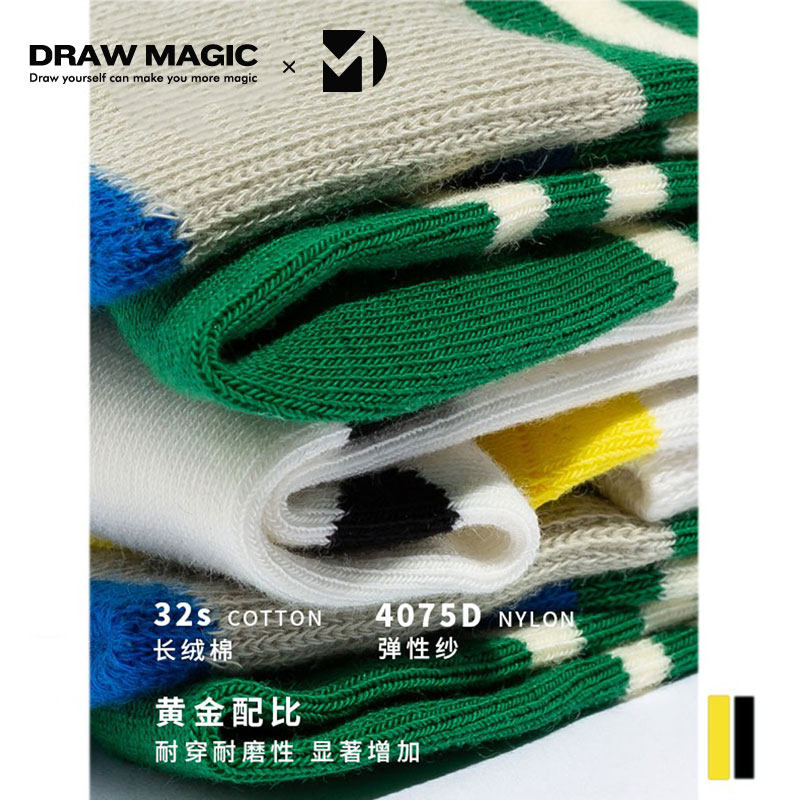 秋冬条纹袜子女外穿中筒袜可爱日系潮网红款绿色波点长袜秋季潮流