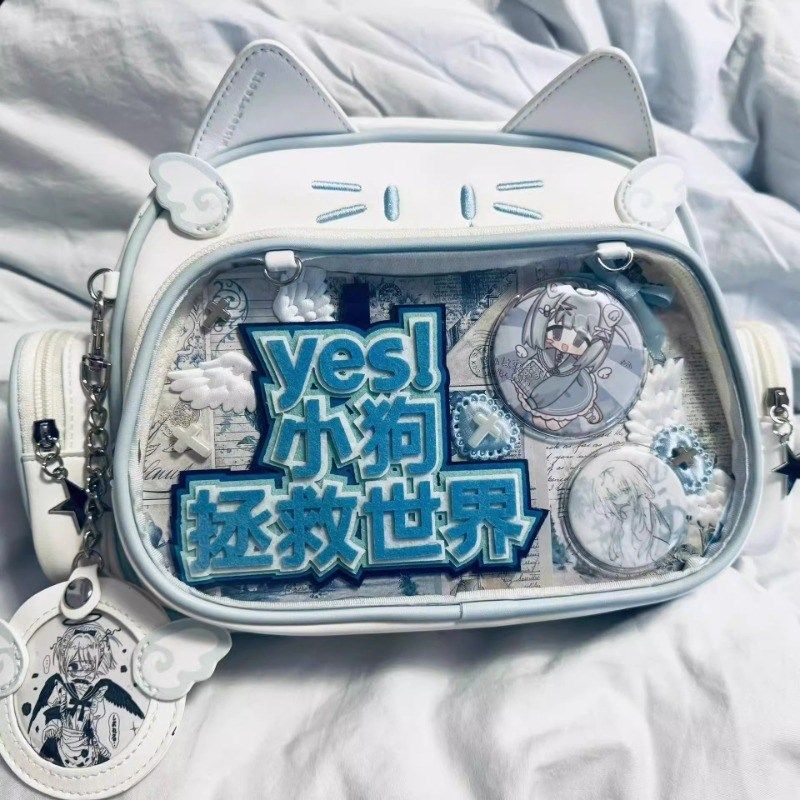 学院风可爱猫咪高级感双肩痛包2024新款diy通勤单肩包百搭斜挎包,箱包皮具/热销女包/男包,手拿包,淘宝优惠券,粉丝福利购,淘宝优惠卷