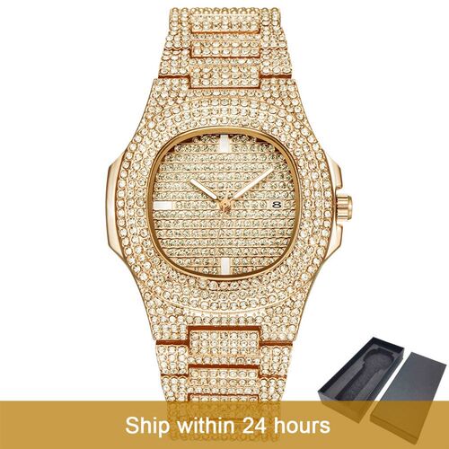 Dropshipping  ICE-Out Bling Diamond Luxury Watch Men Gold Hi