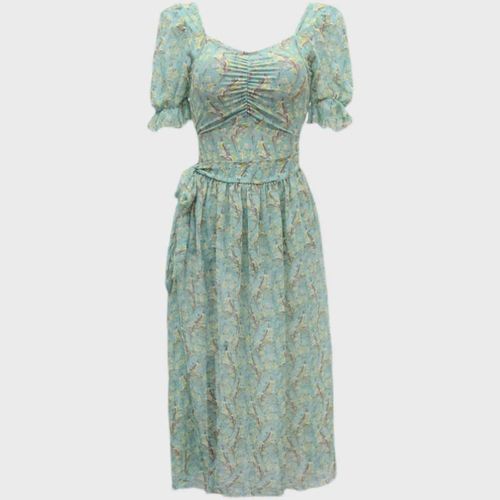 情侣泳衣女夏连体三角遮肚显瘦保守披莎碎花温泉海边度假游泳装新