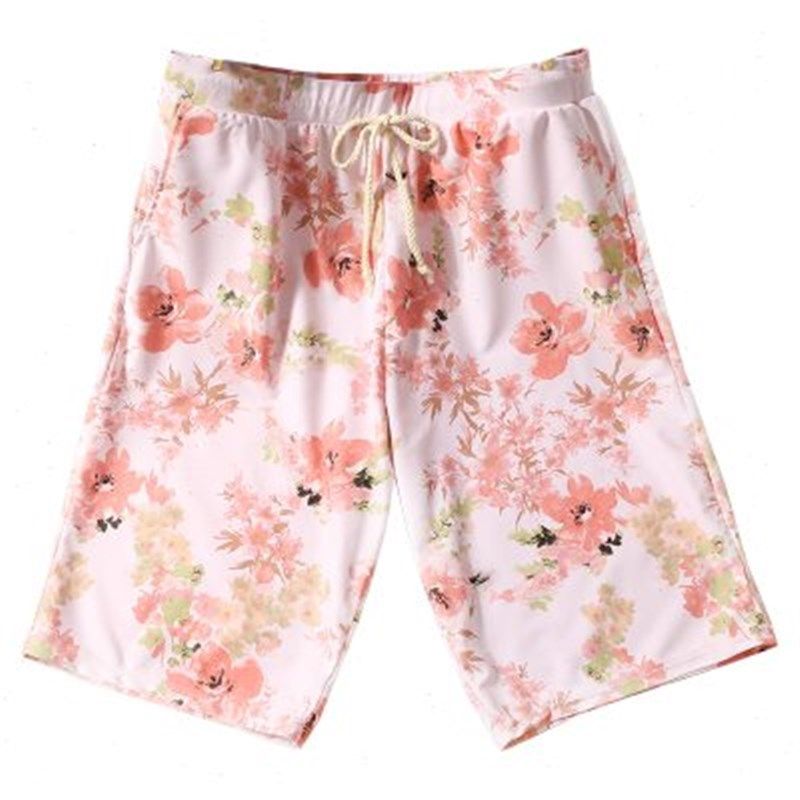 沙滩裤情侣套装男士泳裤2022新款度假五分裤保守宽松泡温泉游泳裤