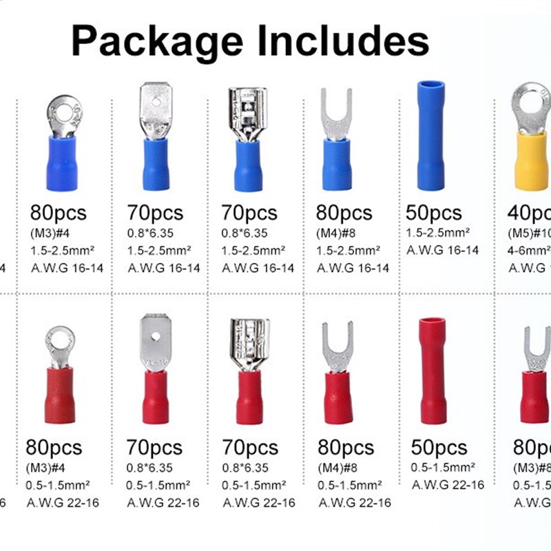 Crimp Spade Terminal Assorted Electrical Wire Cable Connecto