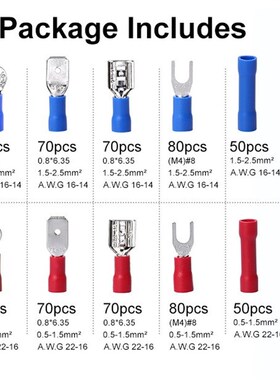 Crimp Spade Terminal Assorted Electrical Wire Cable Connecto