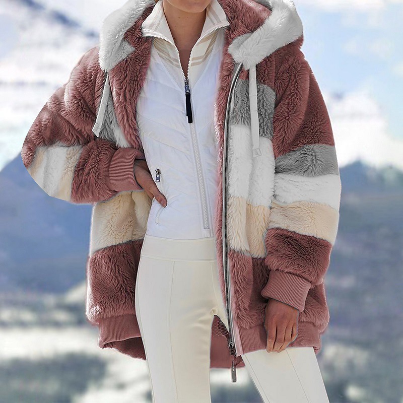 热销Coat Women's Winter 2021 New Loose Plush Stitching H