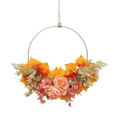 新品Metal Artificial Flower Garland Floral Hoop Wreath
