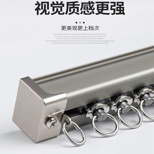铝合金加厚窗帘轨道直轨单双轨顶侧装 新款 窗帘杆滑轨导轨滑道架子